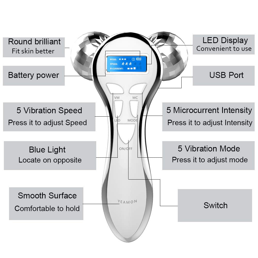 4D Microcurrent Facial Massage Roller Device