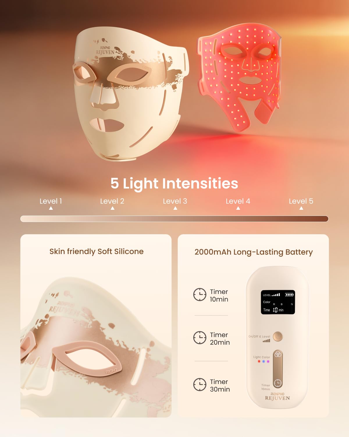 LED Red Light Therapy Facial Mask