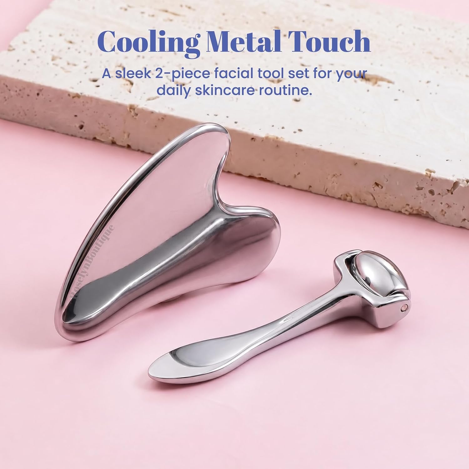 Stainless Steel Gua Sha and Roller Set