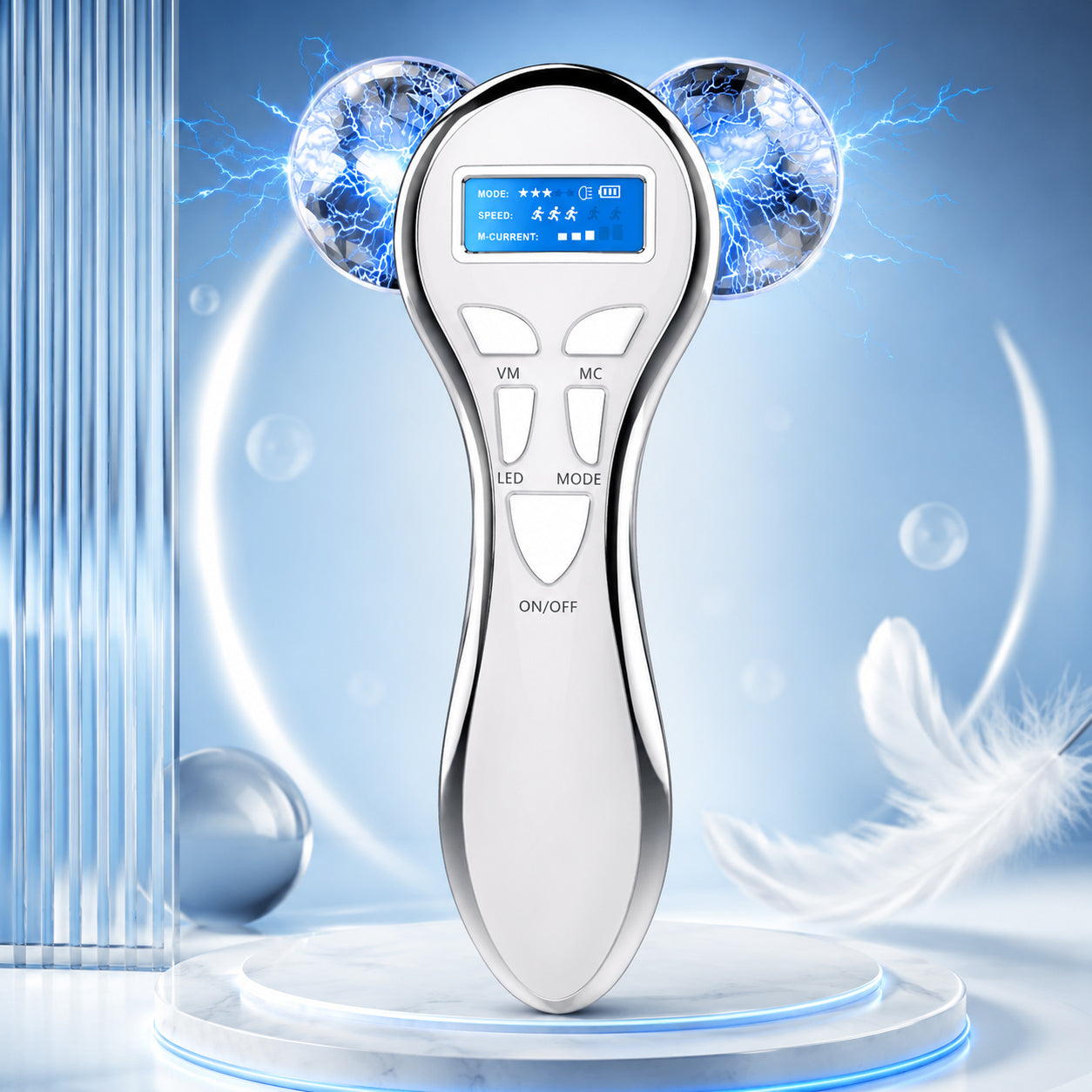 4D Microcurrent Facial Massage Roller Device